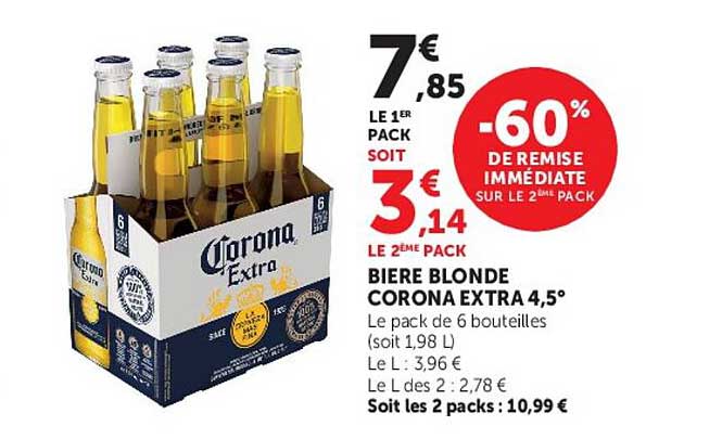 BIERE BLONDE CORONA EXTRA 4,5°