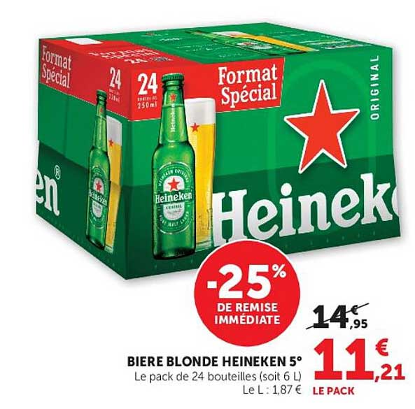 BIERE BLONDE HEINEKEN 5°