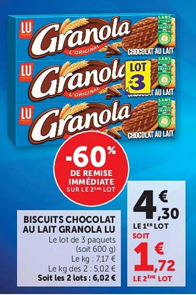 BISCUITS CHOCOLAT AU LAIT GRANOLA LU
