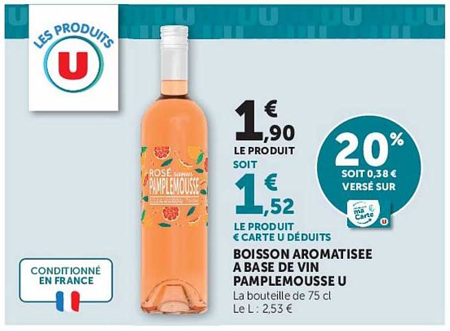 BOISSON AROMATISEE A BASE DE VIN PAMPLEMOUSSE U