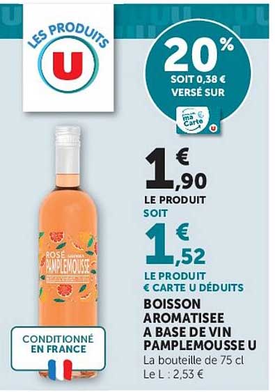 BOISSON AROMATISEE A BASE DE VIN PAMPLEMOUSSE U