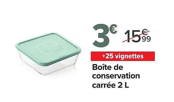 Boîte de conservation carrée 2 L