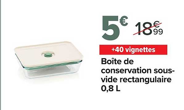 Boîte de conservation sous-vide rectangulaire 0,8 L