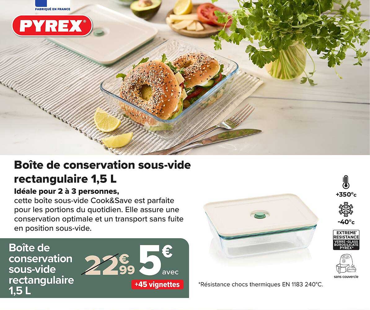 Boîte de conservation sous-vide rectangulaire 1,5 L