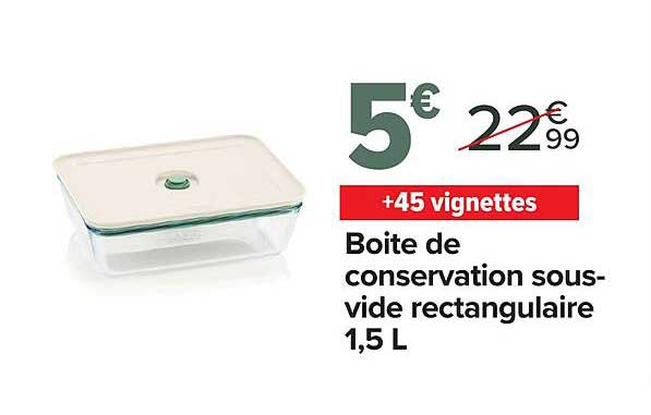 Boite de conservation sous-vide rectangulaire 1,5 L