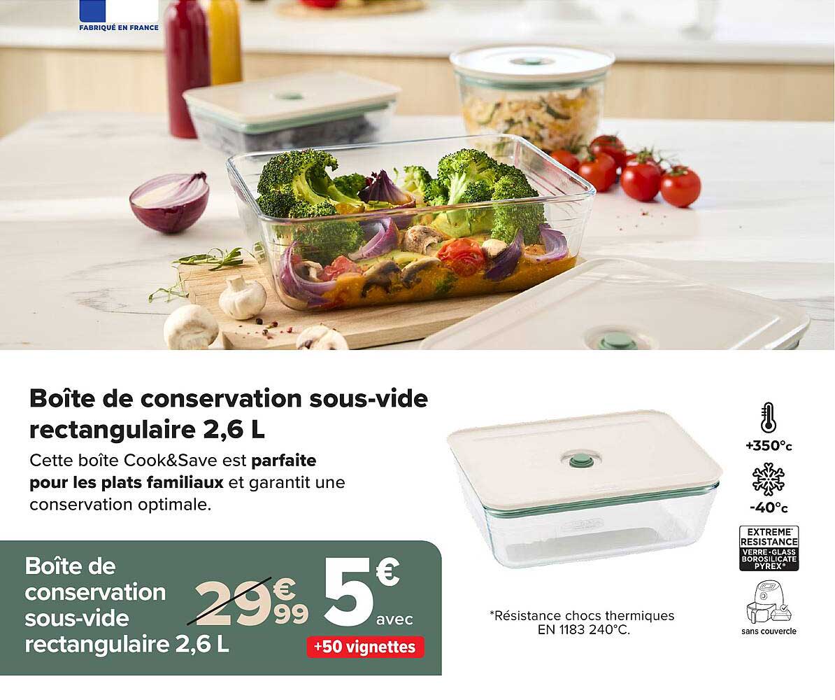 Boîte de conservation sous-vide rectangulaire 2,6 L