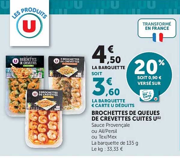 BROCHETTES DE QUEUES DE CREVETTES CUITES U