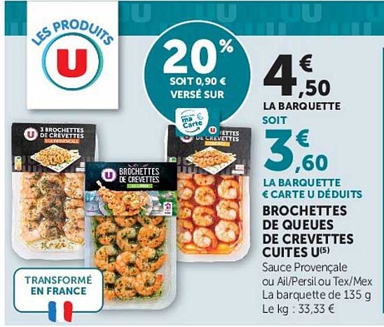 BROCHETTES DE QUEUES DE CREVETTES CUITES U(5)