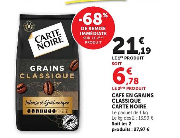 Café en grains classique Carte Noire