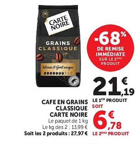 CAFE EN GRAINS CLASSIQUE CARTE NOIRE