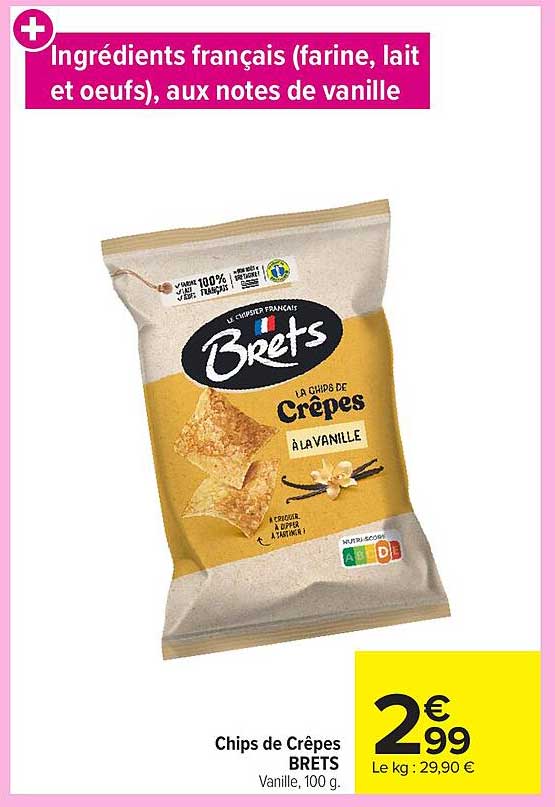Chips de Crêpes BRET’S Vanille, 100 g.
