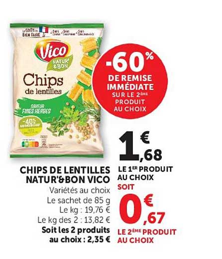 CHIPS DE LENTILLES NATUR'&BON VICO