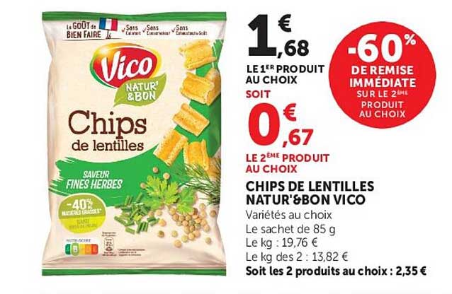 Chips de lentilles Natur'&Bon Vico