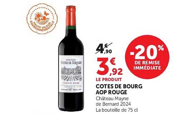 COTES DE BOURG AOP ROUGE Château Mayne de Bernard 2024 La bouteille de 75 cl