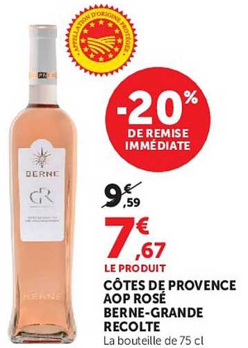 CÔTES DE PROVENCE AOP ROSÉ BERNE-GRANDE RECOLTE