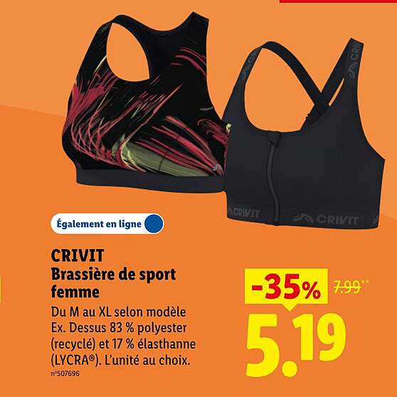 CRIVIT Brassière de sport femme