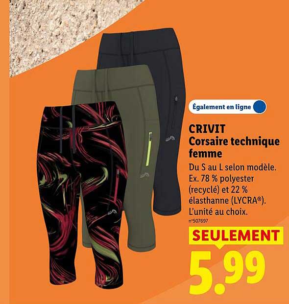 CRIVIT Corsaire technique femme