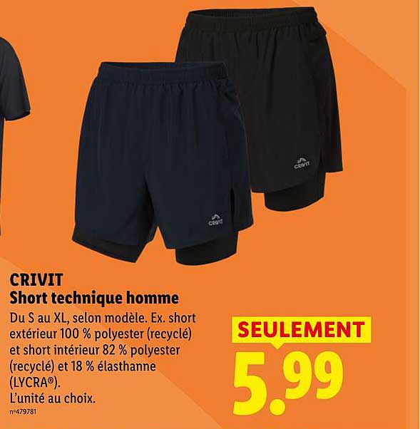 CRIVIT Short technique homme