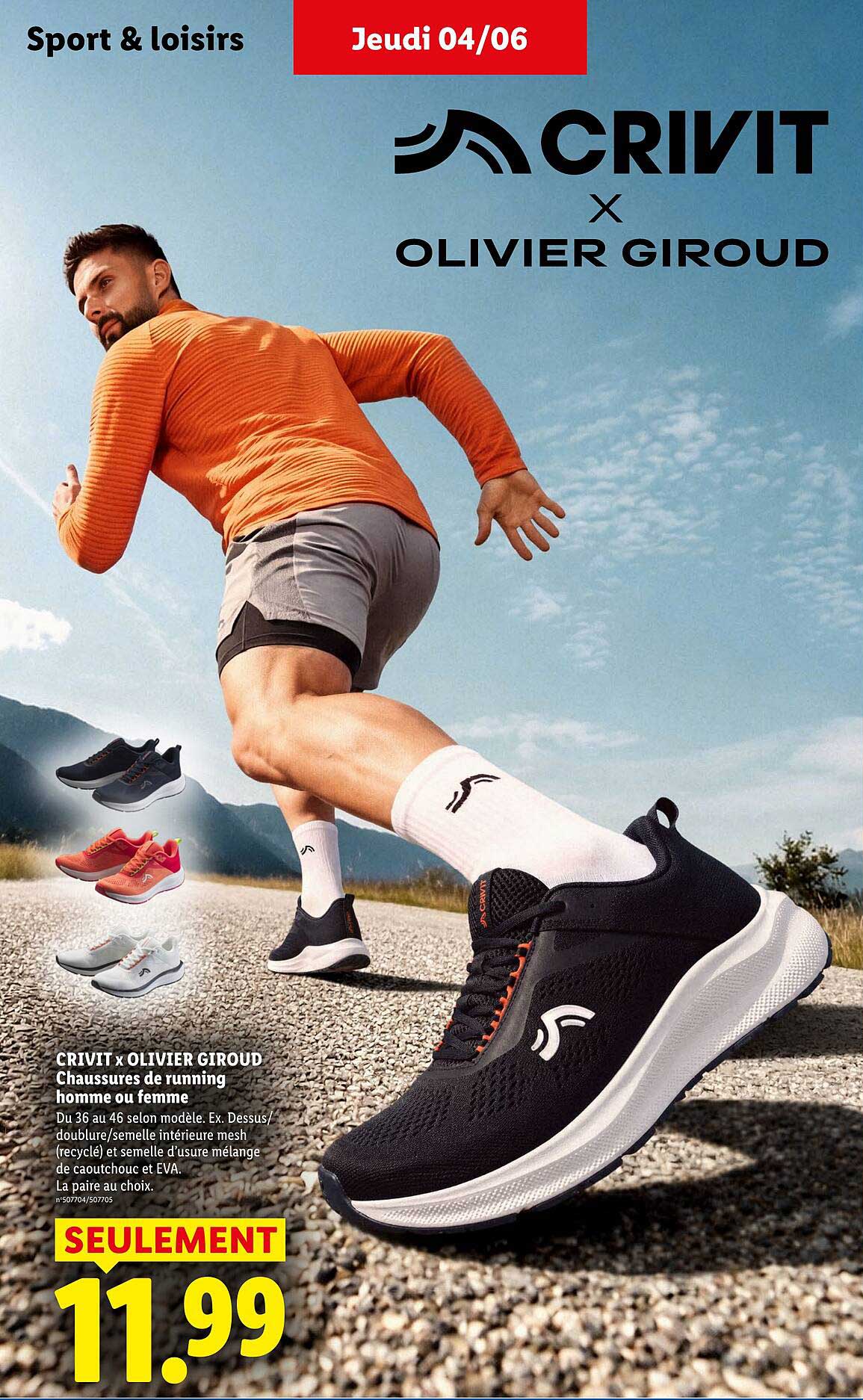 CRIVIT x OLIVIER GIROUD Chaussures de running homme ou femme