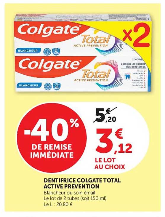 DENTIFRICE COLGATE TOTAL ACTIVE PREVENTION