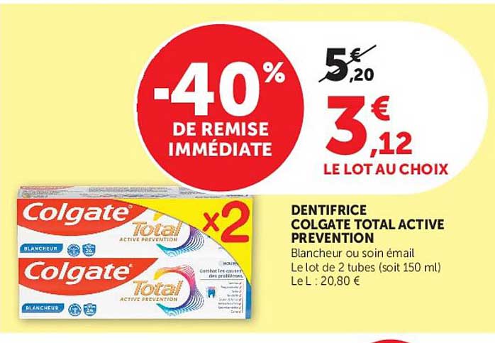 DENTIFRICE COLGATE TOTAL ACTIVE PREVENTION
