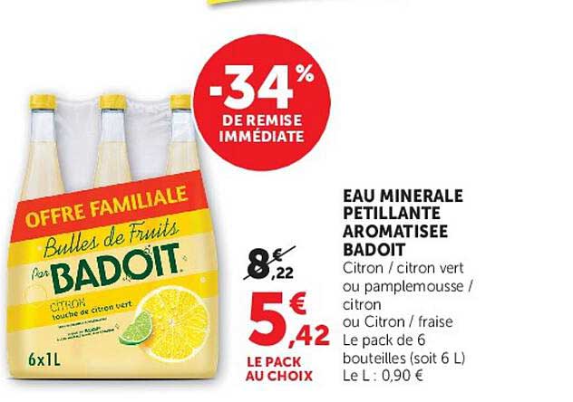 EAU MINERALE PETILLANTE AROMATISEE BADOIT