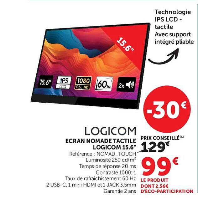 ECRAN NOMADE TACTILE LOGICOM 15.6"