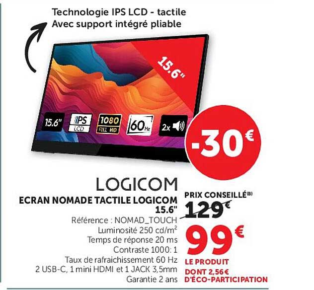 ECRAN NOMADE TACTILE LOGICOM 15.6"