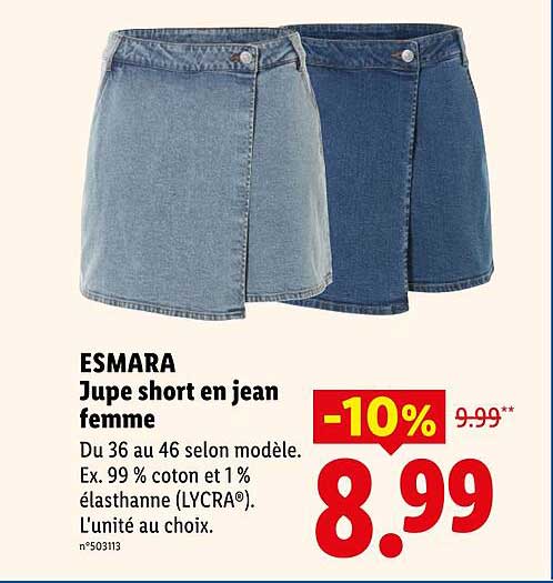 ESMARA Jupe short en jean femme