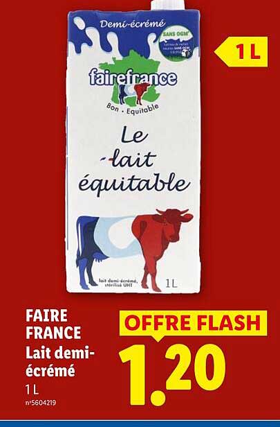 FAIRE FRANCE Lait demi-écrémé 1L