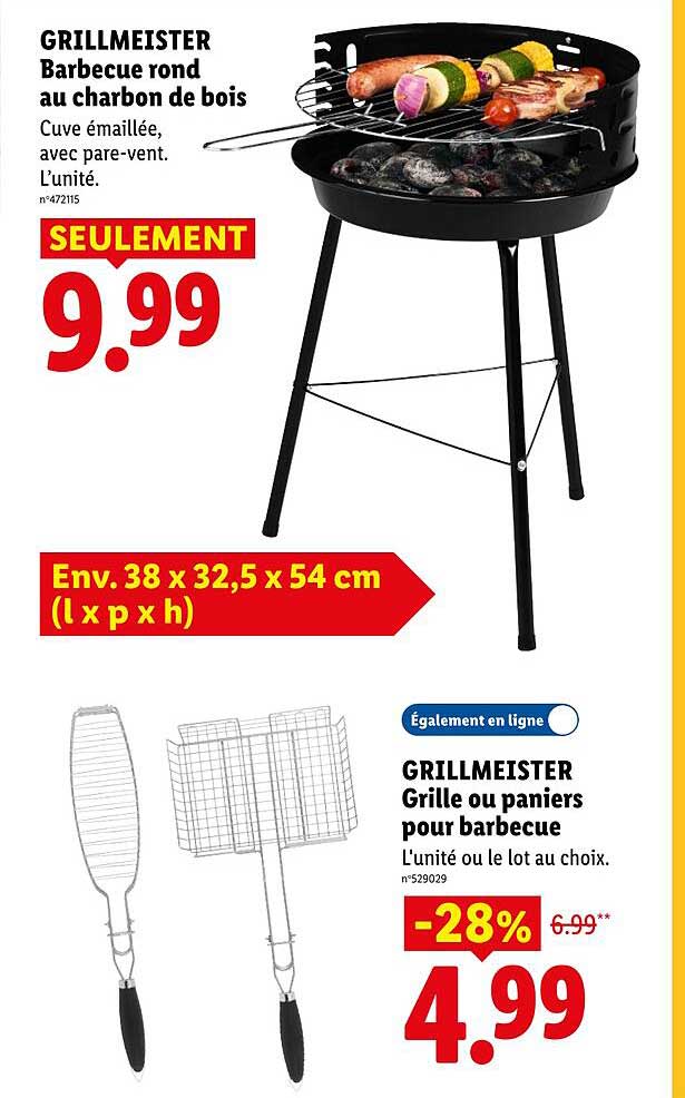 GRILLMEISTER Barbecue rond au charbon de bois