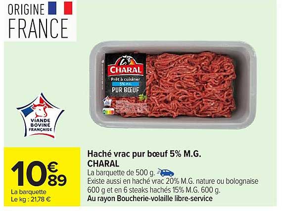Haché vrac pur bœuf 5% M.G. CHARAL