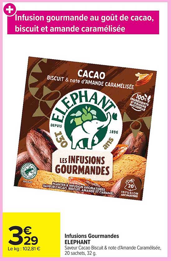Infusion gourmande au goût de cacao, biscuit et amande caramélisée