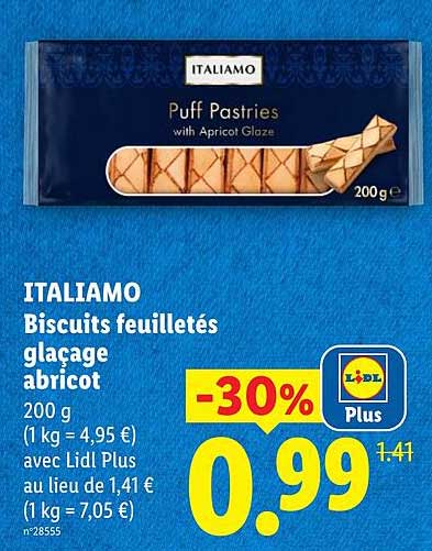 ITALIAMO Biscuits feuilletés glaçage abricot