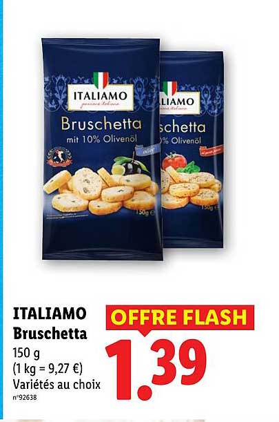 ITALIAMO Bruschetta 150 g (1 kg = 9,27 €) Variétés au choix