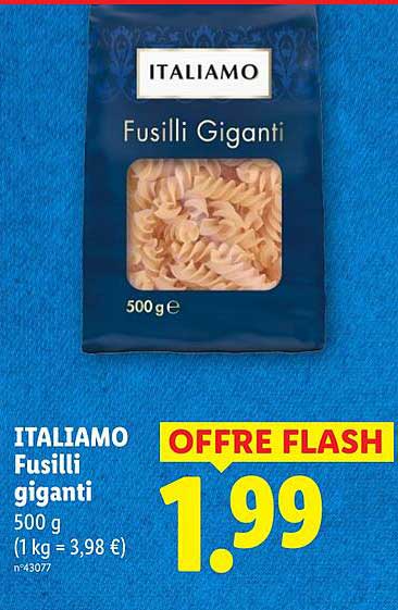 ITALIAMO Fusilli giganti 500 g (1 kg = 3,98 €) n°43077