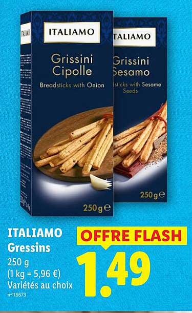 ITALIAMO Gressins 250 g (1 kg = 5,96 €) Variétés au choix