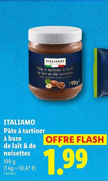 ITALIAMO Pâte à tartiner à base de lait & de noisettes 190 g