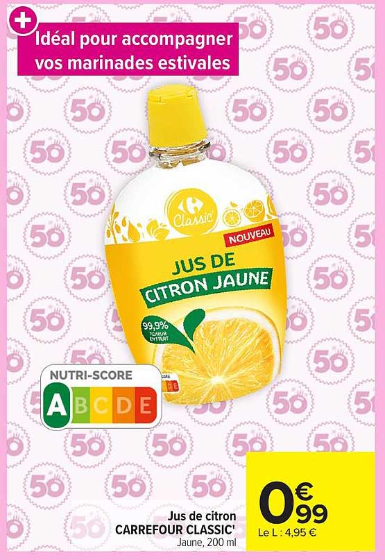 Jus de citron CARREFOUR CLASSIC'