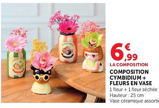 LA COMPOSITION COMPOSITION CYMBIDIUM + FLEURS EN VASE