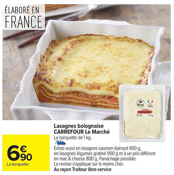 Lasagnes bolognaise CARREFOUR Le Marché