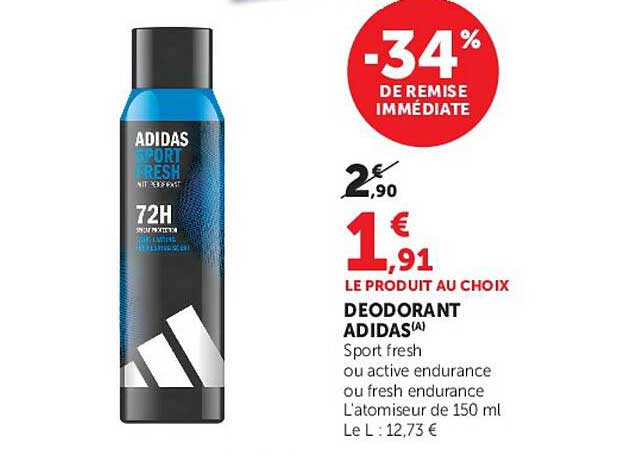 LE PRODUIT AU CHOIX DEODORANT ADIDAS(A)