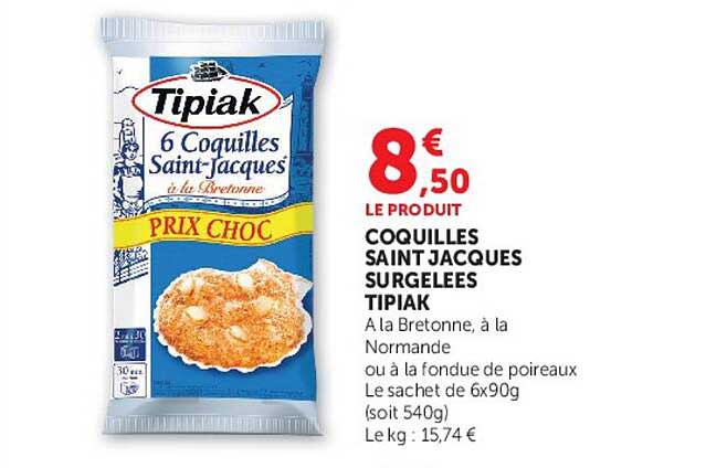 LE PRODUIT COQUILLES SAINT JACQUES SURGELEES TIPIAK
