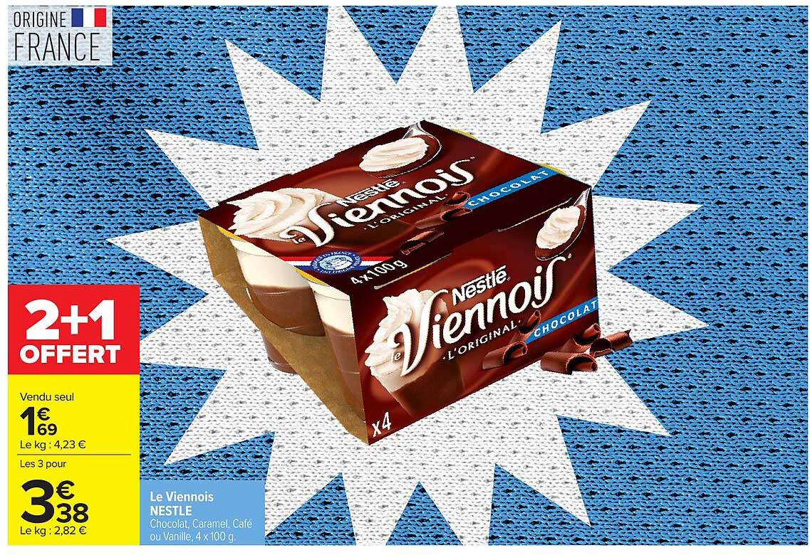 Le Viennois NESTLÉ Chocolat, Caramel, Café ou Vanille, 4 x 100 g