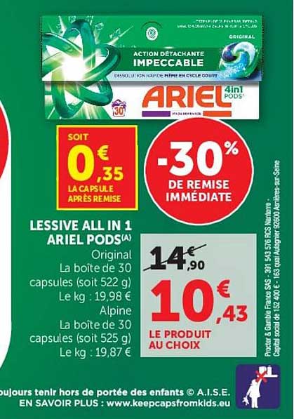 LESSIVE ALL IN 1 ARIEL PODS A