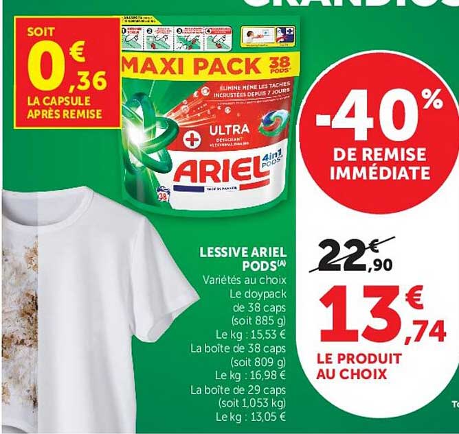 LESSIVE ARIEL PODS(A) Variétés au choix