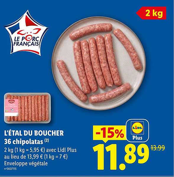 L'ÉTAL DU BOUCHER 36 chipolatas