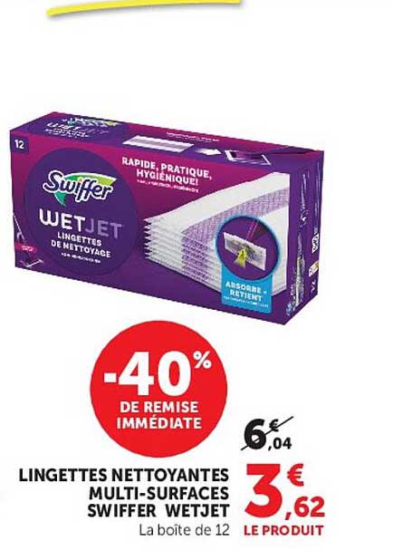 LINGETTES NETTOYANTES MULTI-SURFACES SWIFFER WETJET