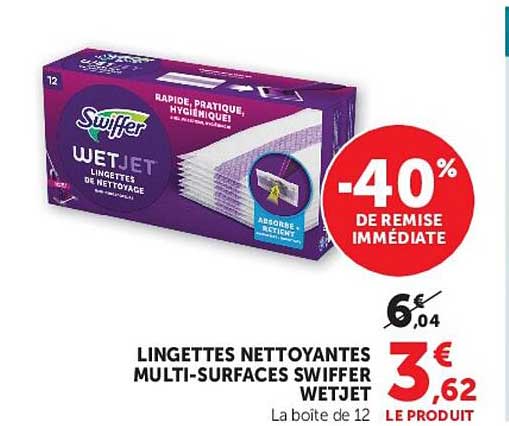 LINGETTES NETTOYANTES MULTI-SURFACES SWIFFER WETJET