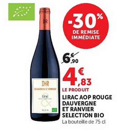 LIRAC AOP ROUGE DAUVERGNE ET RANVIER SELECTION BIO